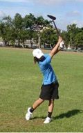 盤欣宜選手揮桿動作。