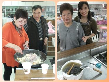 吳桂花老師（右）與學員大展廚藝，共享美味生活。