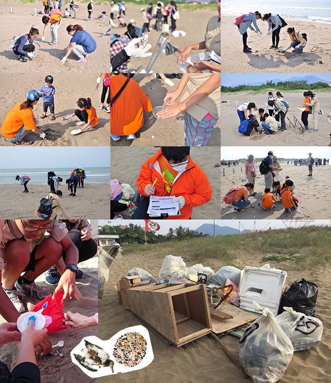 北護志工學生淨灘與紀錄，共有293KG垃圾