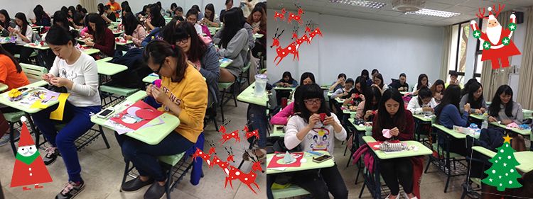 同學們認真製作卡片