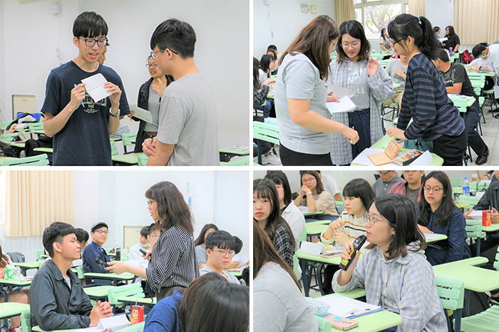 學生們互相分享自己的創業理念(上圖)、邀請同學分享自己印象最深的創意構想(下圖)
